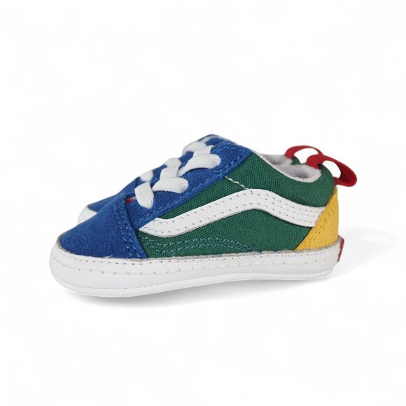 Vans Old Skool Crib Shoes Infant 2 Multicolor Colorblock Green Blue Yellow White - Picture 2 of 11